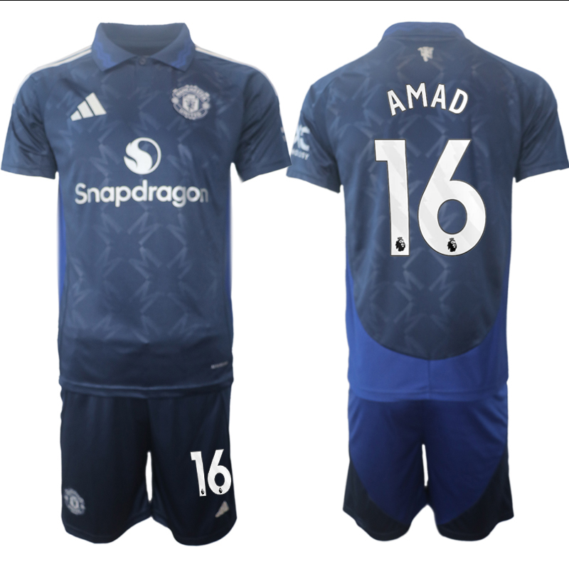 Men 2024-2025 Club Manchester United away blue 16 Soccer Jersey